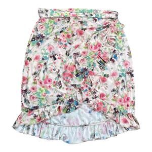 Blumarine Floral Jersey Wrap Skirt Ruffle Hem Size 42 IT 6 US